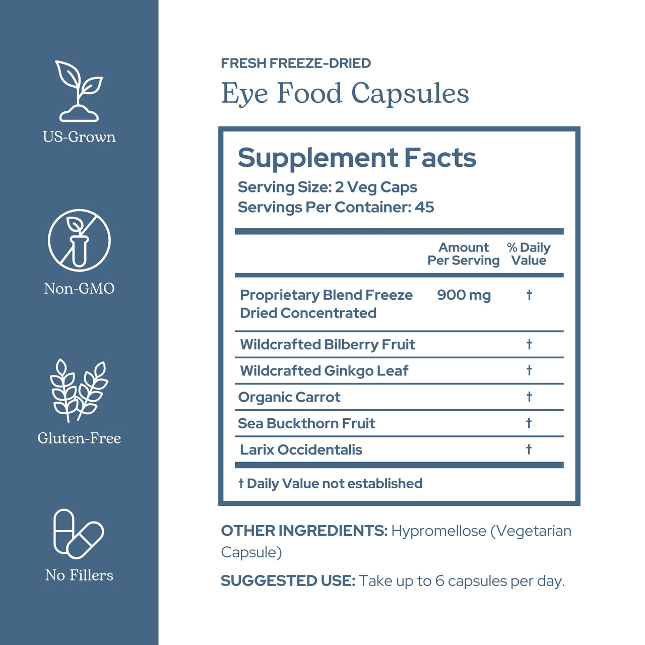 Eclectic Herb - Eye Food Capsules | Vision Support, Superfood Vitamin and Mineral Supplement | Supports Eye Health | Bilberry + Ginkgo | Vegan, Non GMO, Gluten Free (90 CT | 450 mg)