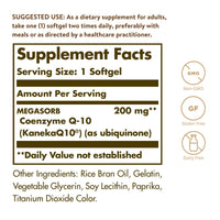 Thumbnail for Solgar Megasorb CoQ-10 200 mg, 60 Softgels - Supports Heart & Brain Function - Coenzyme Q10 Supplement - Enhanced Absorption - Gluten Free, Dairy Free - 60 Servings