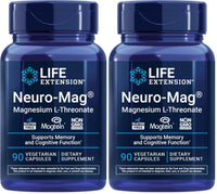 Thumbnail for Life Extension Neuro-mag Magnesium L-threonate, Magnesium L-threonate, Brain Health, Memory & Attention, Gluten Free, Vegetarian, Non-GMO, 90 Vegetarian Capsules (Pack of 2)