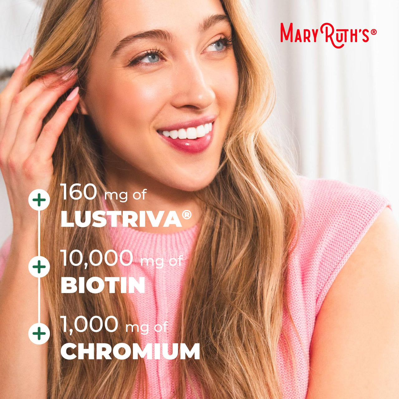 MARYRUTH'S Liquid Multivitamin + Hair Growth | Biotin 10000mcg | Lustriva Hair Growth Supplement | Clinically Tested in Women for Thicker Hair & Facial Wrinkle | Skin Care | Ages 18+ | 15.22 Fl Oz