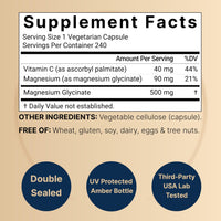 Thumbnail for Naturebell Pure Magnesium Glycinate 500mg, 240 Veggie Capsules | 100% Chelated & Purified – 3rd Party Tested, Vegan Friendly, Non-GMO, Fiiler Free