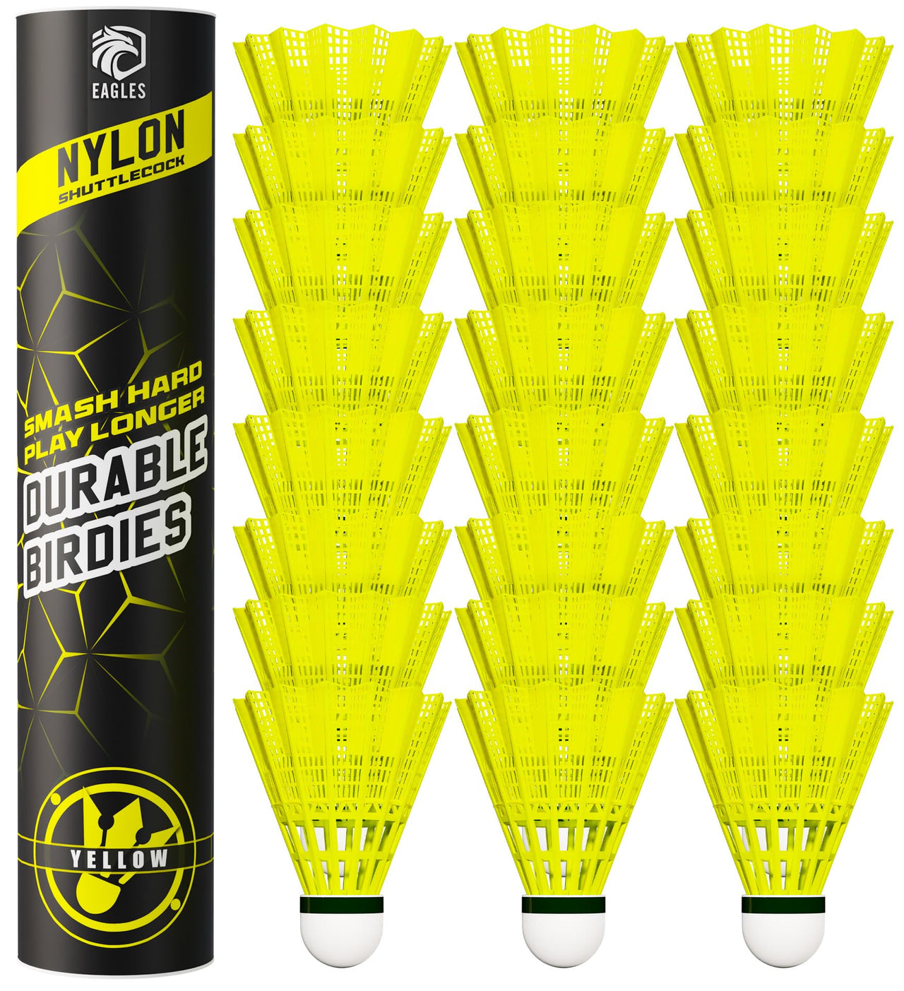 Badminton Birdies - Nylon Bedminton Shuttlecocks for Baseball/Softball Batting Training - Shuttle Balls for Indoor and Outdoor Matches ~ Highly Stable & Durable Plastic badmington Birdie Ball Set