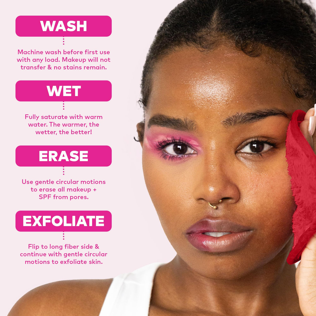 The Original MakeUp Eraser PRO, Effortlessly Remove All Makeup Using Only Water, Including Waterproof Mascara, Eyeliner, Foundation, Lipstick, Sunscreen,and More! Love Red, 1ct.