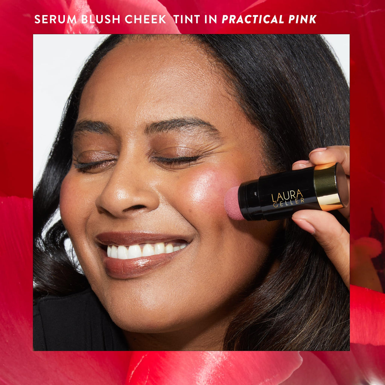 LAURA GELLER NEW YORK Serum Staples Soothing Blush + Lip Duo - Blush Cheek Tint, Practical Pink + Jelly Balm Lip Serum, There She Rose