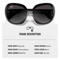 Thumbnail for Ray-Ban RB4098 JACKIE OHH II Butterfly Shaped Non-Polarized Sunglasses for Women – Includes Official RAYBAN Eyewear Kit – Ideal Formal & Casual Wear Sunglasses – Grey Gradient Lens