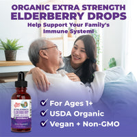 Thumbnail for MaryRuth Organics Elderberry Syrup Extra Strength, USDA Organic Elderberry, Sugar Free Adults & Kids Immune Support Supplement for Ages 1+, Clean Label Project Verified®, Vegan, Gluten Free, 2 Fl Oz