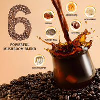 Thumbnail for Bunkell Mushroom Coffee, Adaptogenic 6 Mushrooms with Lion's Mane, Reishi, Cordyceps, Shiitake, King Trumpet & Turkey Tail, Instant Coffee Powder for Energy, Digestion & Immune Support, 30 Servings
