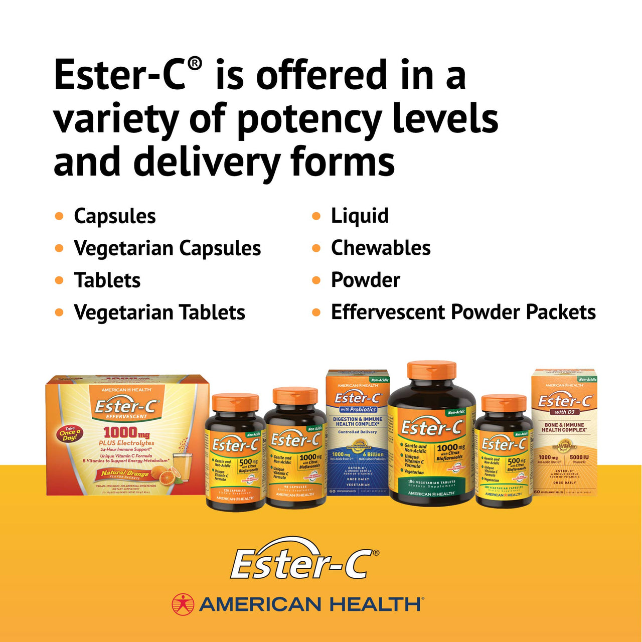 American Health Ester-C with Citrus Bioflavonoids Capsules - Gentle On Stomach, Non-Acidic Vitamin C - 500 mg, 60 Servings, 120 Count