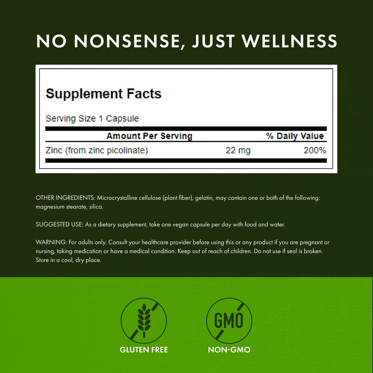 Swanson Zinc Picolinate - Mineral Supplement Promoting Prostate Health, Vision Health, & Immune Support - Body Preferred Form of Chelated Zinc - (60 Capsules, 22mg Each)