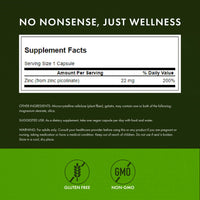 Thumbnail for Swanson Zinc Picolinate - Mineral Supplement Promoting Prostate Health, Vision Health, & Immune Support - Body Preferred Form of Chelated Zinc - (60 Capsules, 22mg Each)