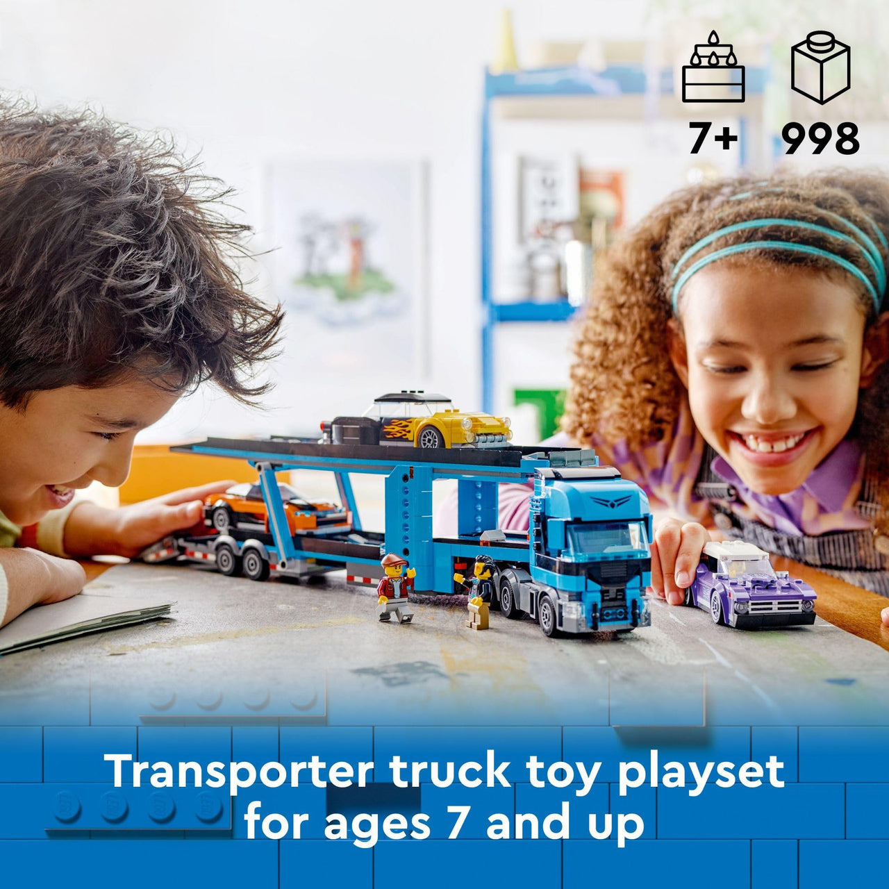 LEGO City Car Transporter Truck with Sports Cars Building Toy Set - Semi Truck Toy with Carrier & Trailer for Boys & Girls, Ages 7+ - Gift Idea for Kids - 60408