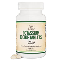 Thumbnail for Potassium Iodide 130mg Tablets - Emergency Use for Exposure - 180 Count, 3 Month Supply - Double Wood Supplements