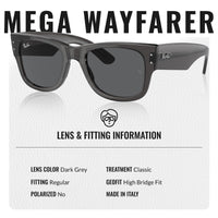 Thumbnail for Ray-Ban RB0840S MEGA WAYFARER Square Shape Sunglasses With Eyewear Kit Bundle - High Bridge Fit - Ideal Formal and Casual Wear Square Sunglasses