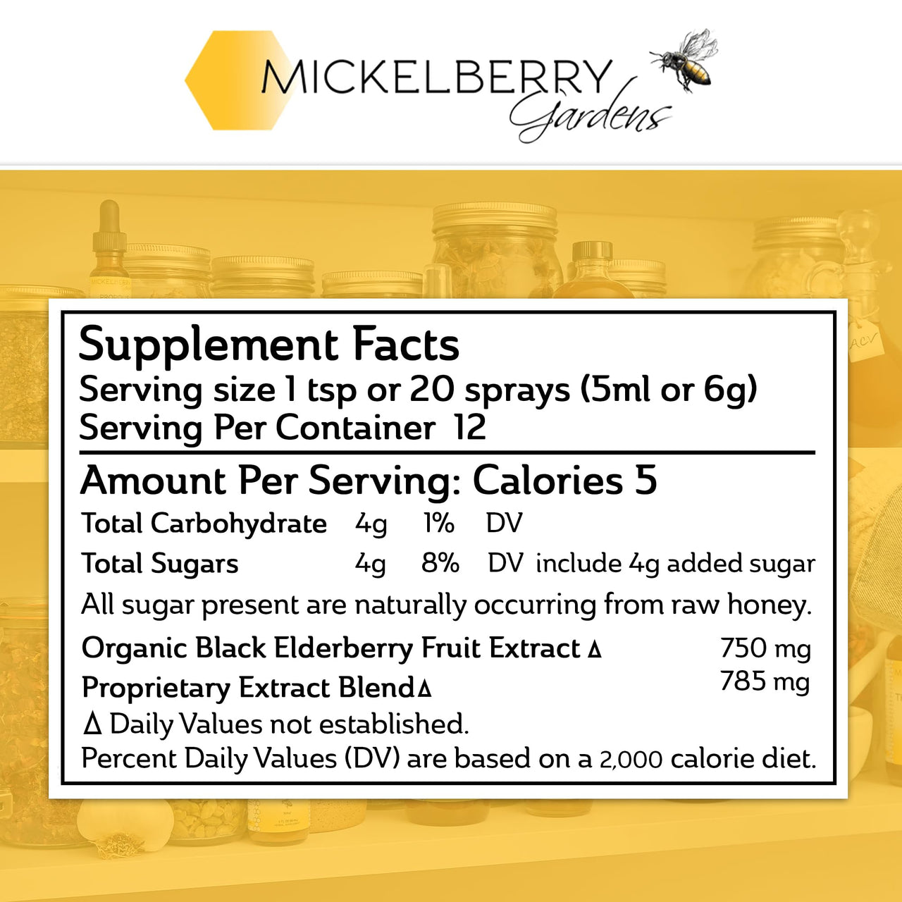 Mickelberry Gardens Elderberry Honey Tonic, Sambucus Syrup, Black Elderberry - Immune Support for Adults and Kids (4 Ounces)