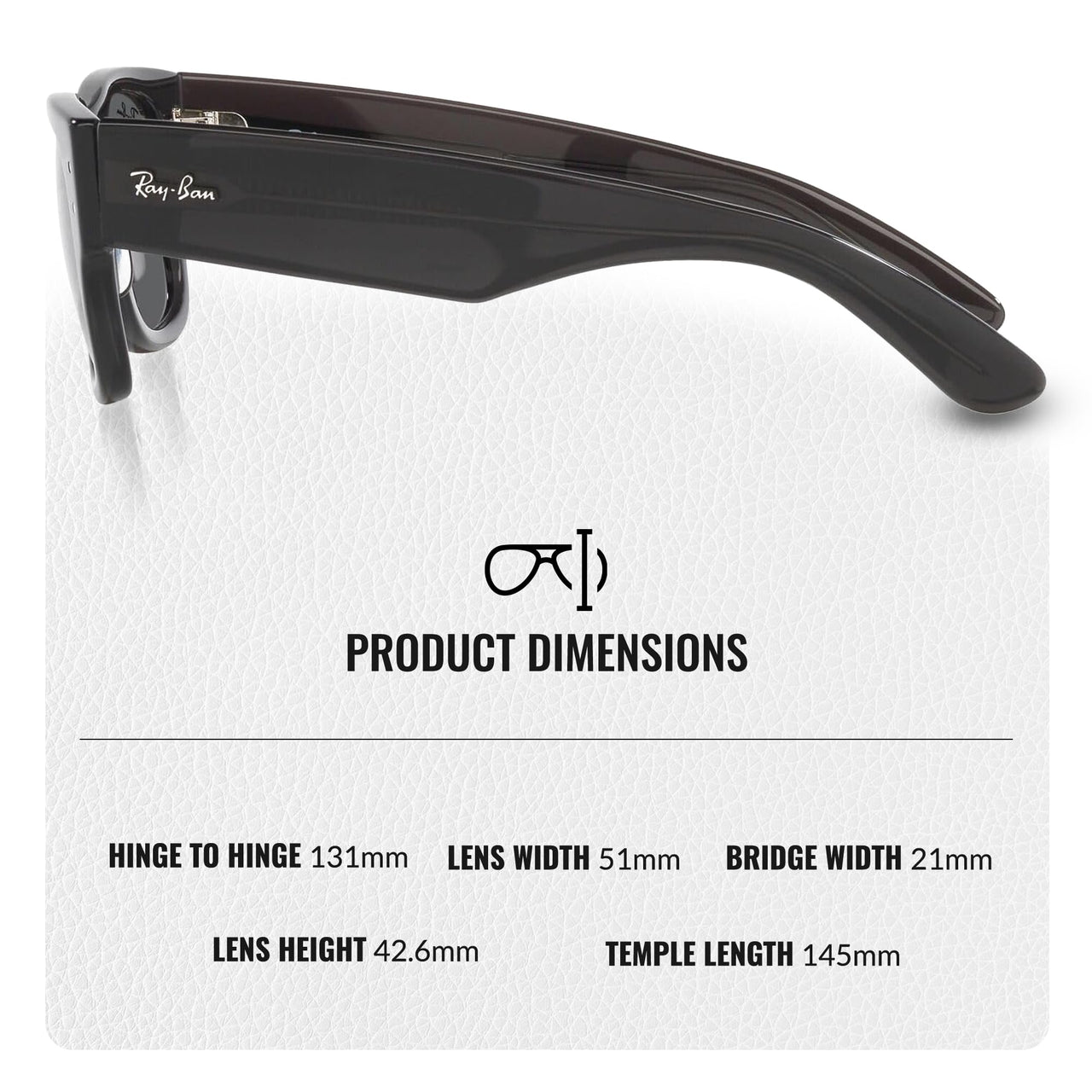 Ray-Ban RB0840S MEGA WAYFARER Square Shape Sunglasses With Eyewear Kit Bundle - High Bridge Fit - Ideal Formal and Casual Wear Square Sunglasses