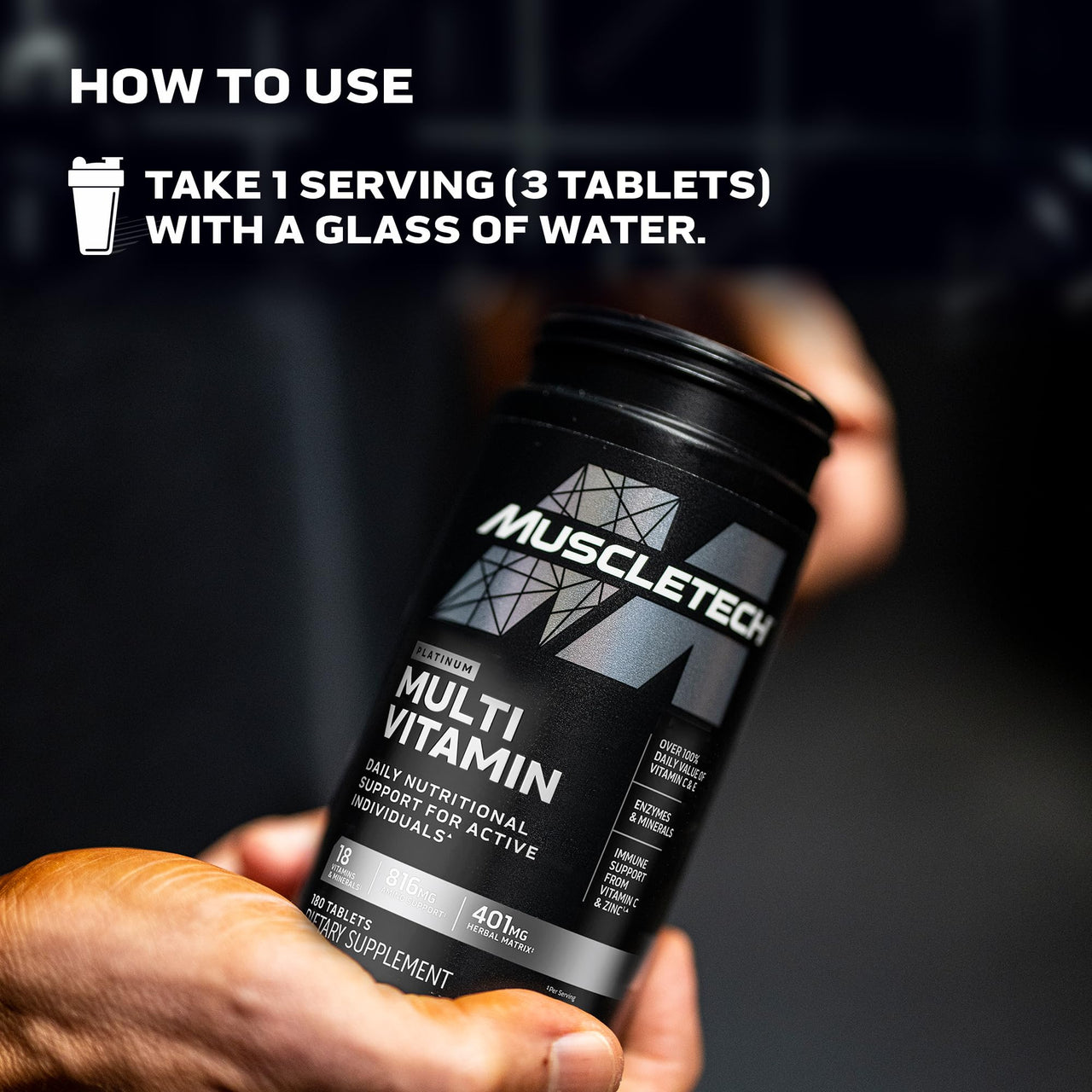 Muscletech Platinum Multivitamins for Men & Women - Multi-Vitamin Supplement for Immune Support - 18 Vitamins & Minerals, Vitamin A C D E B6 B12 - Daily Workout Supplements for Men - 180 Capsules