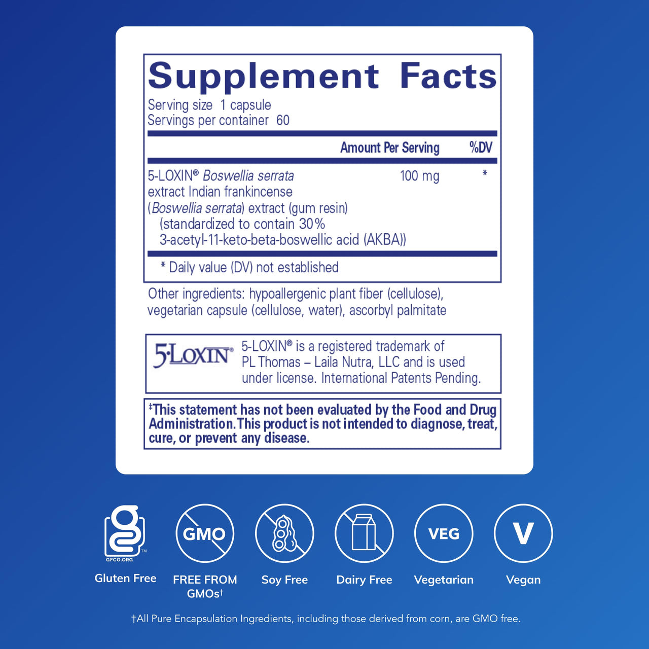Pure Encapsulations Boswellia AKBA - Supports Joint Health, Colon, Immune System, Gastrointestinal Tract & Cell Health* - with 5-LOXIN Boswellia Extract - Vegan & Non-GMO - 60 Capsules