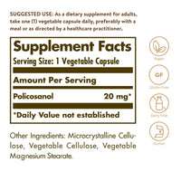 Thumbnail for Solgar Policosanol 20 mg, 100 Vegetable Capsules - Supports Heart Health - General Wellness - Vegan, Gluten Free, Dairy Free, Kosher - 100 Servings