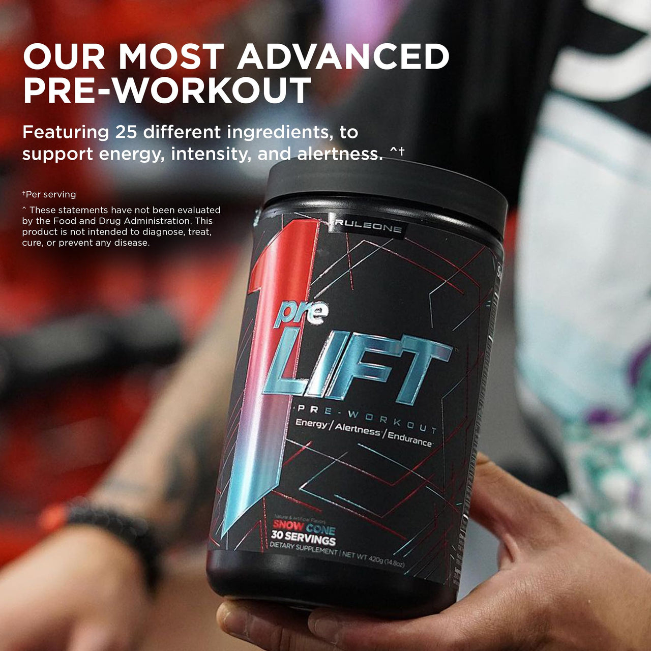 Rule 1 Proteins preLIFT Pre-Workout, 6g Citrulline, 3.2g Beta Alanine, 3 Caffeine Sources + 20 Others for Energy, Alertness, & Endurance (30 Servings, Blue Raspberry)