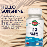 Thumbnail for KAL Vitamin D3 1000 IU Softgels (25 mcg), Active Form of Vitamin D, Calcium Absorption, Bone Health, Immune Support Supplement, Liquid Filled ActivGel, Made Without Soy, 100 Servings, 100 Softgels