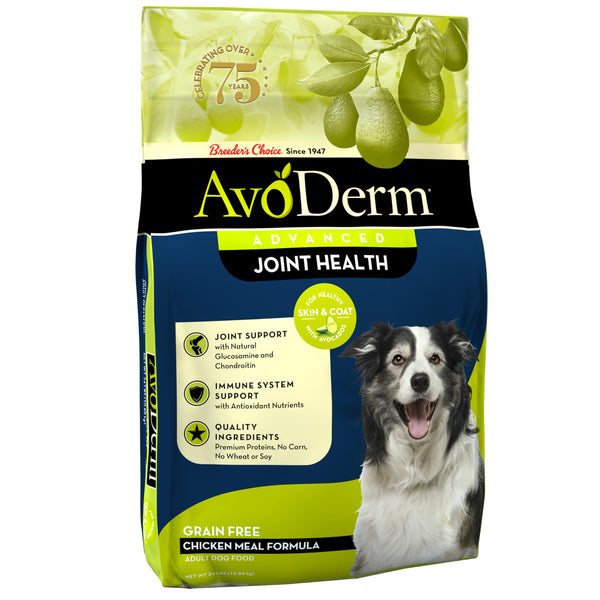 AvoDerm Natural Advanced Joint Health Chicken Meal Formula - Grain Free Adult Dry Dog Food 24 lb