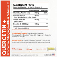Thumbnail for ForestLeaf Quercetin with Bromelain 1350mg - Blend with Vitamin C & Stinging Nettle Supplement, Quercetin 500mg Capsules, Non-GMO Gluten Free, Natural Function, 90 Veggie Caps