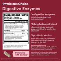Thumbnail for Physician's CHOICE Digestive Enzymes - Multi Enzymes, Organic Prebiotics & Probiotics for Digestive Health & Gut Health - Meal Time Discomfort Relief & Bloating - Dual Action Approach - 180 CT