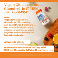 Thumbnail for Doctor's Best Vegan Glucosamine Chondroitin MSM - Joint Health Support Supplement for Women & Men, Nutritional Support for Joint Strength, Hair, Skin, & Nails, Gluten Free, Non GMO - 120 Veg Capsules