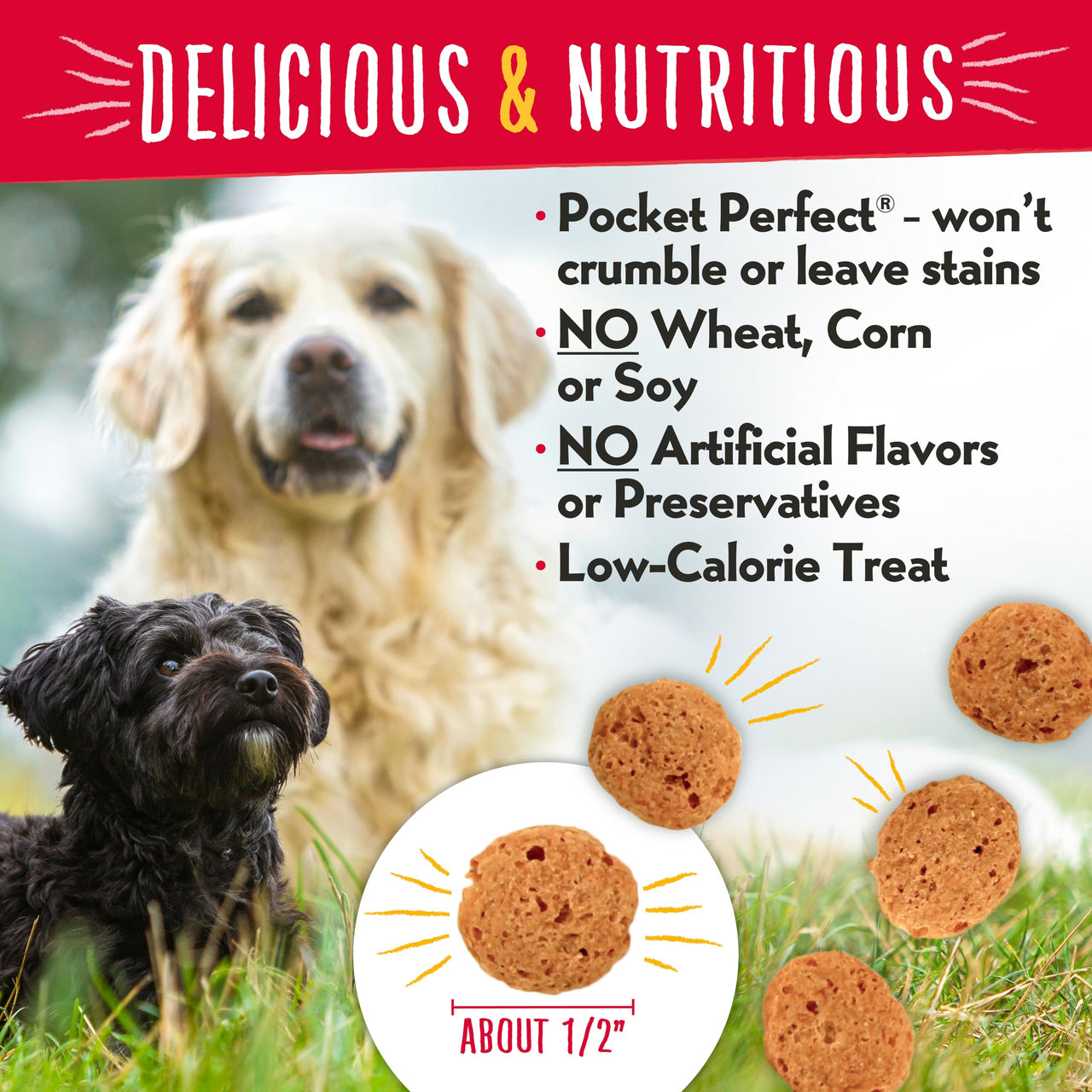 Charlee Bear Crunch Grain Free Dog Treats, Peanut Butter and Banana, 8 Ounce Resealable Bag, Low Calorie Training Treats for Dogs, Limited Ingredient, Healthy, Crunchy Dog Snacks, Made in USA