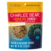 Thumbnail for Charlee Bear Crunch Grain Free Dog Treats, Bacon and Blueberry, 8 Ounce Resealable Bag, Low Calorie Training Treats for Dogs, Limited Ingredient, Healthy, Crunchy Dog Snacks, Made in USA