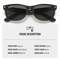 Thumbnail for Ray-Ban RB2132 New Wayfarer Classic Polarized Square Shape Sunglasses for Men and Women- Timeless Classic Sun Glasses with Modern Elegance - Premium UV Protection - Designer Men's & Women's Sunglasses
