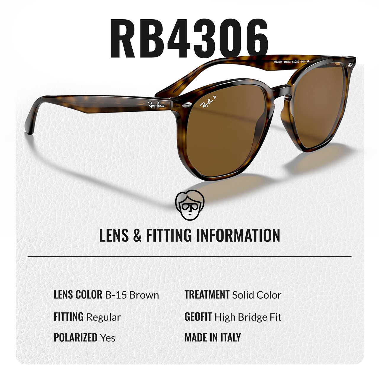 Ray-Ban RB4306 Polarized Hexagonal Sunglasses With Eyewear Kit Bundle - High Bridge Fit - Ideal Formal and Casual Wear Retro Sunglasses