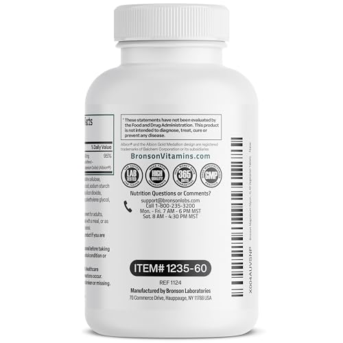 Image 8 of Bronson Magnesium Glycinate 400 mg Buffered & Chelated, 60 Tablets