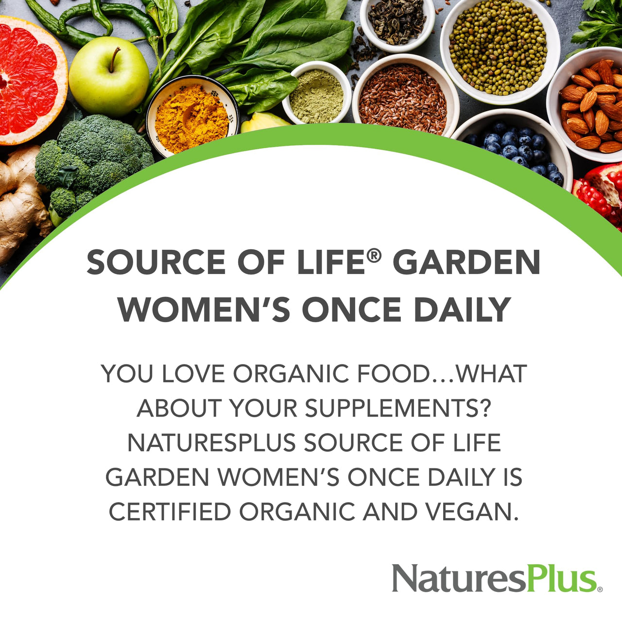 NaturesPlus Source of Life Garden Women’s Once Daily Multivitamin - 30 Tablets - Supports Energy & Healthy Immune System - USDA Certified Organic, Non-GMO, Vegan, Gluten Free - 30 Servings