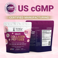 Thumbnail for Dr. Berg Multi Collagen Peptides Powder Types I, II, III, V, X - Unflavored Collagen Powder w/ 14 g of Protein - Grass-Fed, Pasture-Raised & Wild-Caught Collagen Sources - 25 Servings