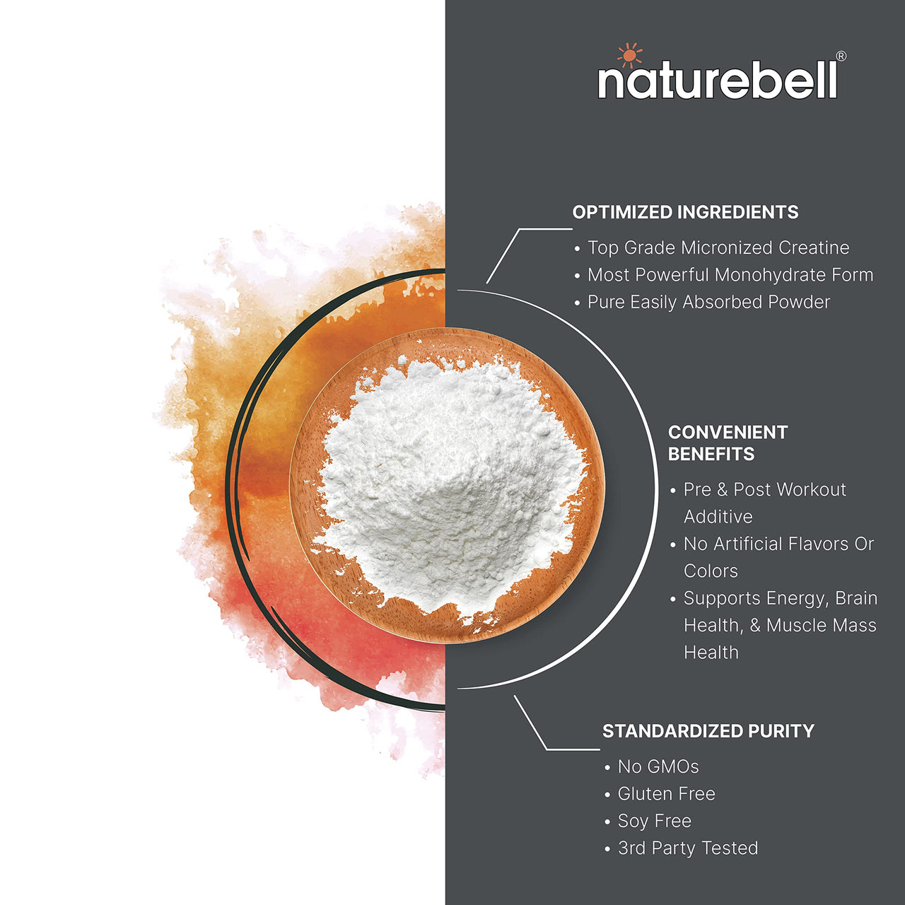 NatureBell 2 Pack Instant Creatine Monohydrate Powder 500 Grams, 5000mg Per Serving, Unflavored Micronized Creatine Powder - Pre Workout | Keto | Vegan | Dissolves Easy | Filler Free