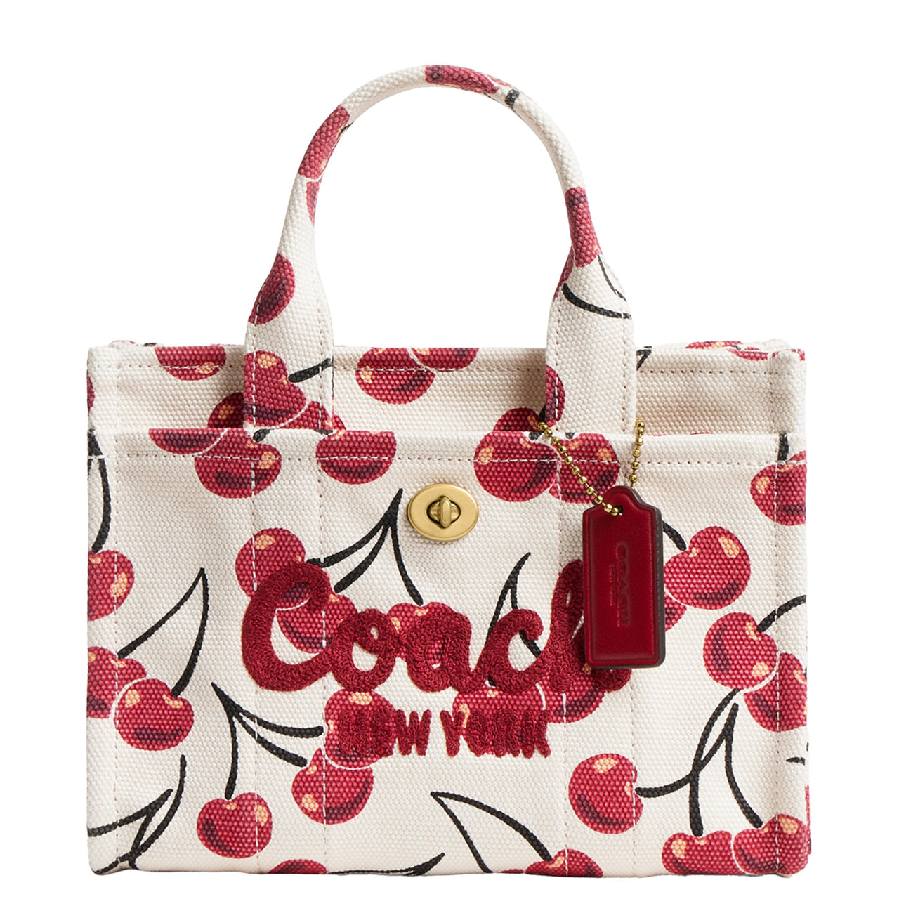 COACH Cargo Tote Bag 20 with Cherry Print Chalk Multi One Size