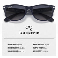 Thumbnail for Ray-Ban RB2132 NEW WAYFARER CLASSIC POLARIZED Square Shaped Sunglasses for Men & Women – Includes Official Rayban Eyewear Kit – Ideal Formal & Casual Wear Sunglasses – Blue Gradient Lens
