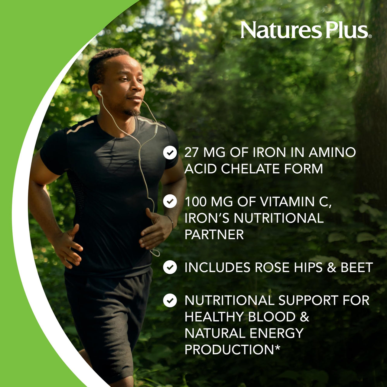 NaturesPlus Chewable Iron, Cherry - 90 Tablets - Supports Natural Energy Production - High-Potency Supplement with Vitamin C & Herbs - 90 Servings