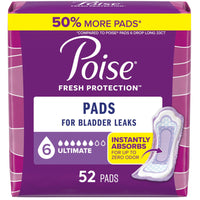 Thumbnail for Poise Incontinence Pads & Postpartum Incontinence Pads, 6 Drop Ultimate Absorbency, Regular Length, 52 Count, Packaging May Vary