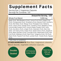 Thumbnail for Fruit and Veggies Supplement – 480 Total Vegetarian Capsules | Balance of Natural 40 Whole Fruits & Veggies Blend | Fresh Superfood Formula with Vitamins and Minerals – Non-GMO