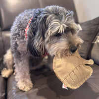 Thumbnail for SPOT Dura-Fused Leather Raccoon Dog Toy – Real Leather & Jute Fabric, Double-Stitched & Durable, Squeaky Interactive Chew Toy for Moderate Chewers, Small & Medium Dogs, Soft Stuffed Fetch Toy, 7.25in