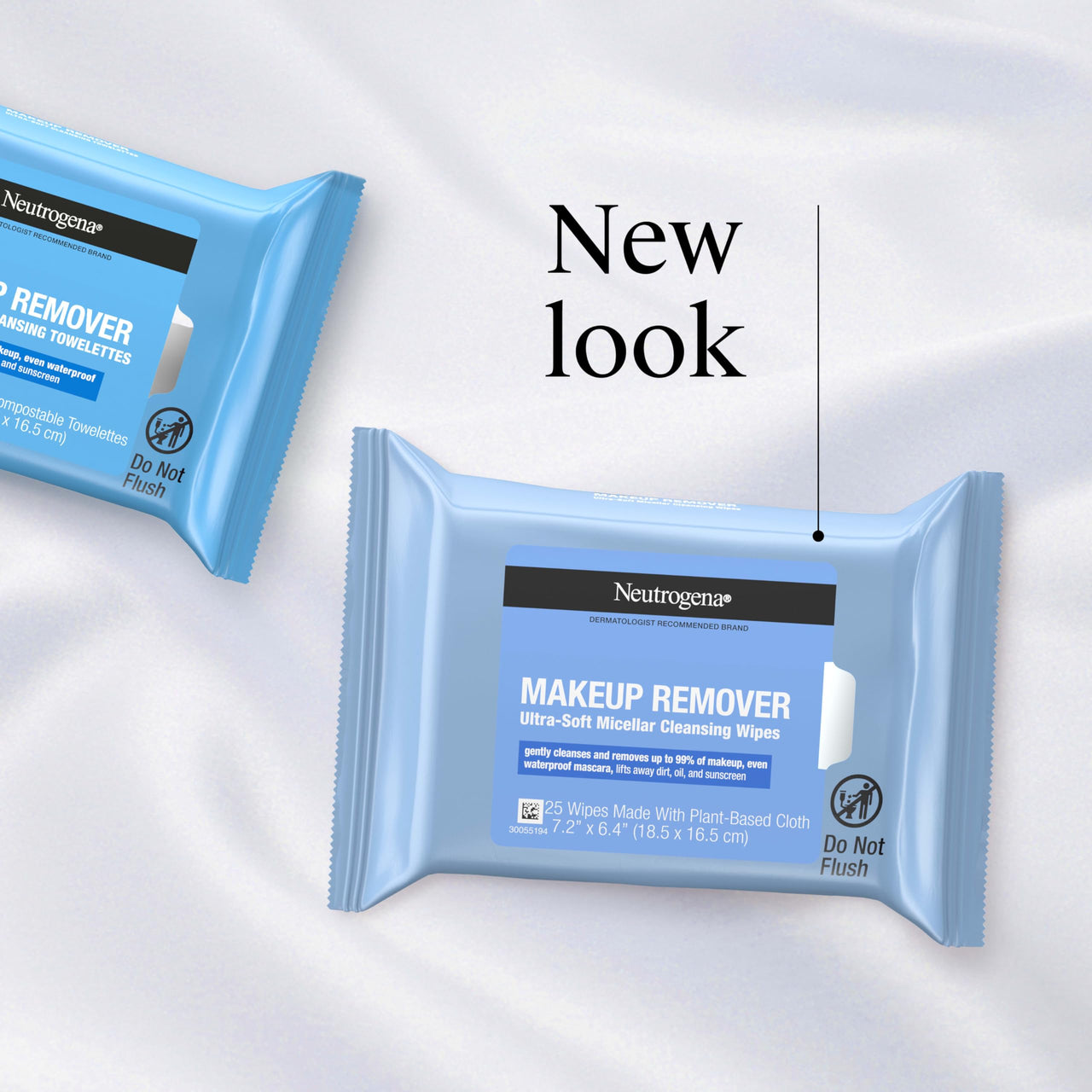 Neutrogena Makeup Remover Wipes, Daily Ultra-Soft Micellar Cleansing Wipes Gently Re-move Oil & Makeup with No Heavy Residue, formulated without alcohol & Made with Plant-Based Cloth, 25 Ct with Case