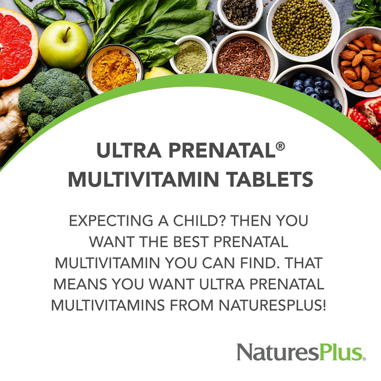 NaturesPlus Ultra Prenatal Multivitamin - 800 mcg Folate, 180 Vegetarian Tablets - Prenatal Supplement with Iron, Iodine, Calcium & B-Complex Vitamins - Gluten-Free - 90 Servings