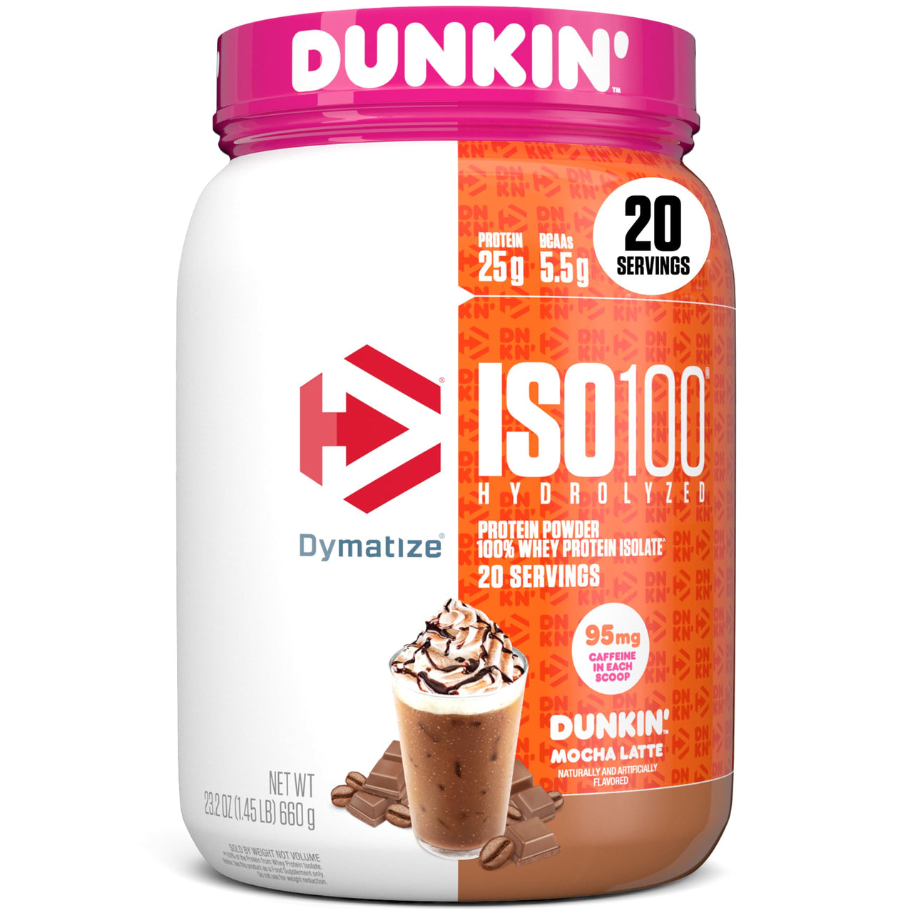 Dymatize ISO100 Protein Powder +Energy, 100% Whey Isolate, Mocha Latte