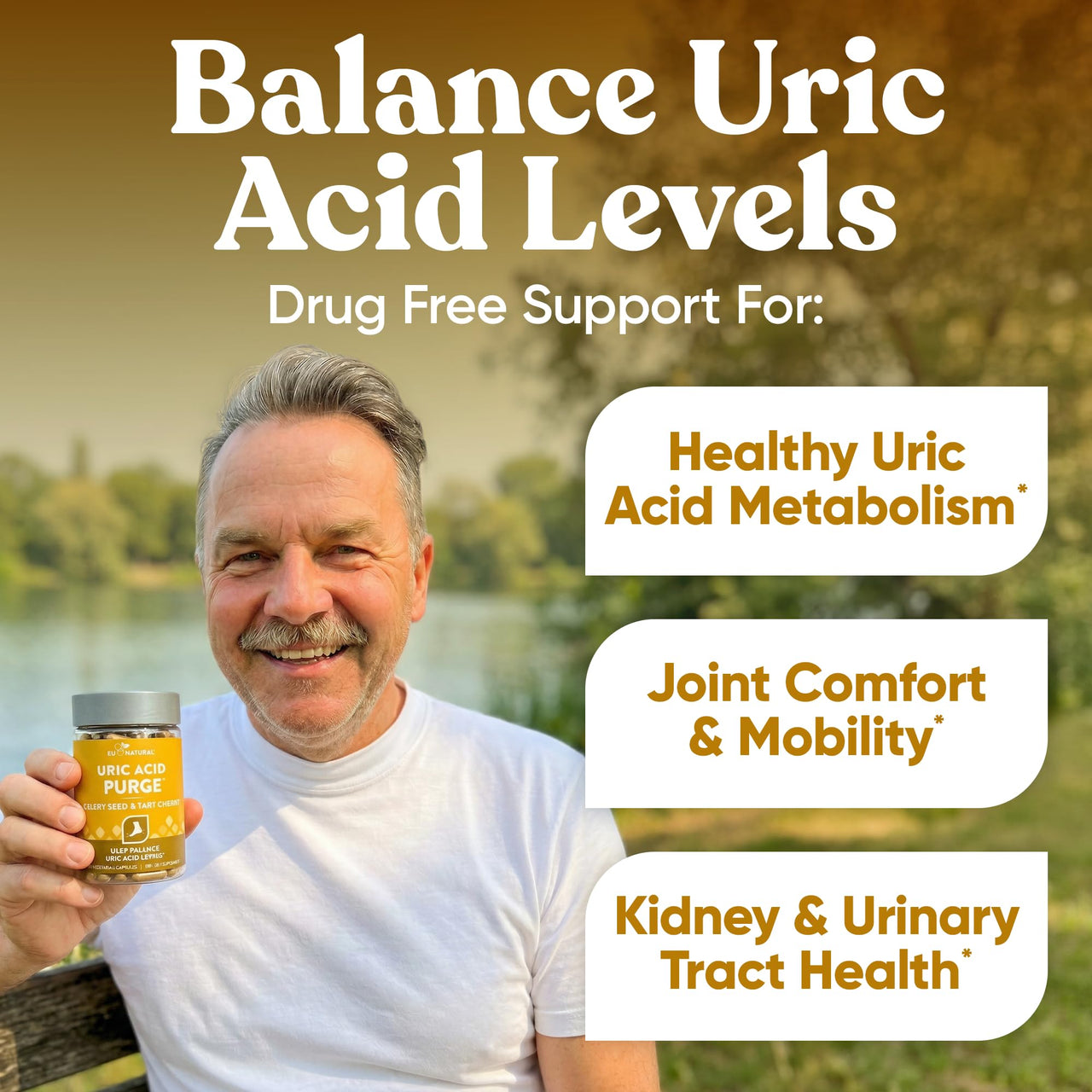 Eu Natural Purge Uric Acid Flush - Eat & Drink What You Want - Uric Acid Support for Joints & Mobility with Celery Seed, Tart Cherry & Chanca Piedra - 60 Vegetarian Capsules