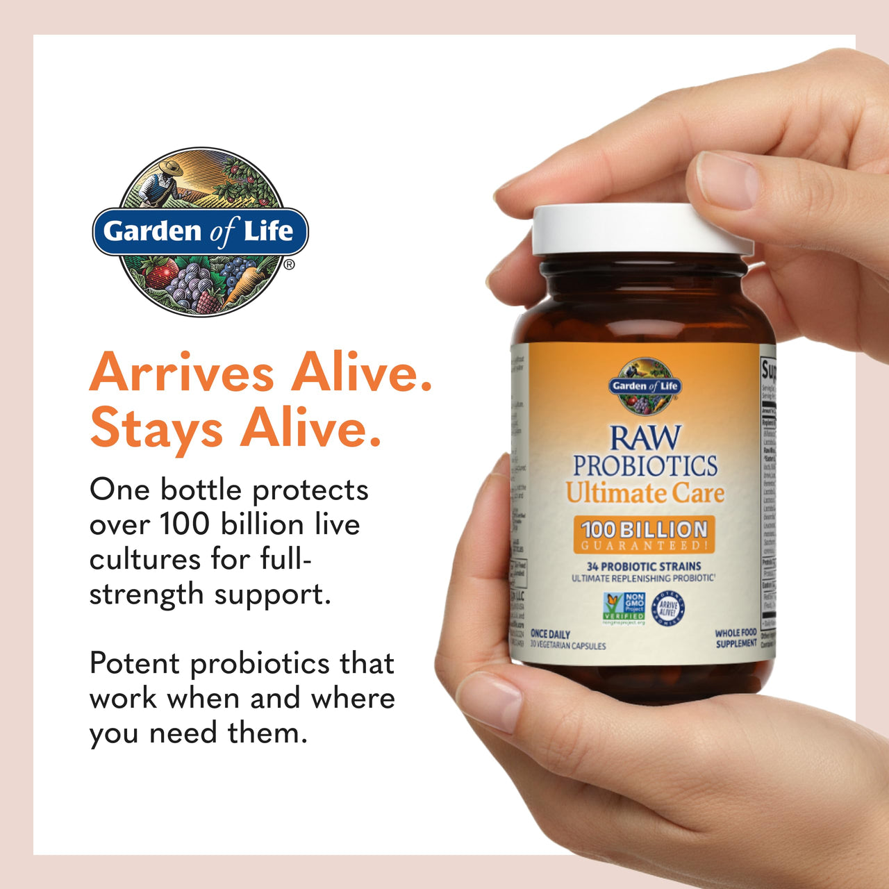 Garden of Life Raw Probiotics Ultimate Care - 100 Billion CFU - Dietary Supplement for Gut Health Support - For Women & Men - 30 Vegetarian Capsules