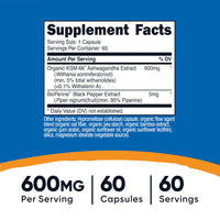 Thumbnail for Nutricost KSM-66 Ashwagandha Root Extract 600mg, 60 Veggie Caps - 5% Withanolides - with BioPerine - Full-Spectrum Root Extract