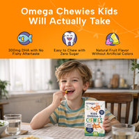 Thumbnail for OmegaVia Omega 3 Chewies, Daily DHA Chewable Vitamins for Kids, Omega 3 for Ages 3-12 to Support Brain & Eye Health, Sugar-Free Natural Fruit Flavor, Omega 3 Fish Oil, 30 Individual Packets