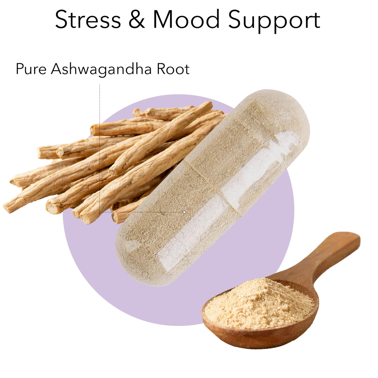 Kroeger Herbs, Ashwagandha Supplements for Stress and Mood Support, Herbal Adrenal Support Supplements for Men & Women, Pure Ashwagandha Root 450 mg, Non-GMO, Vegan, No Additives, Gluten Free